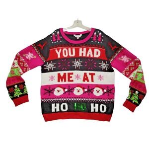 No Boundries Women's Multi-color Sequin Bells Ugly Christmas Sweater XXXL